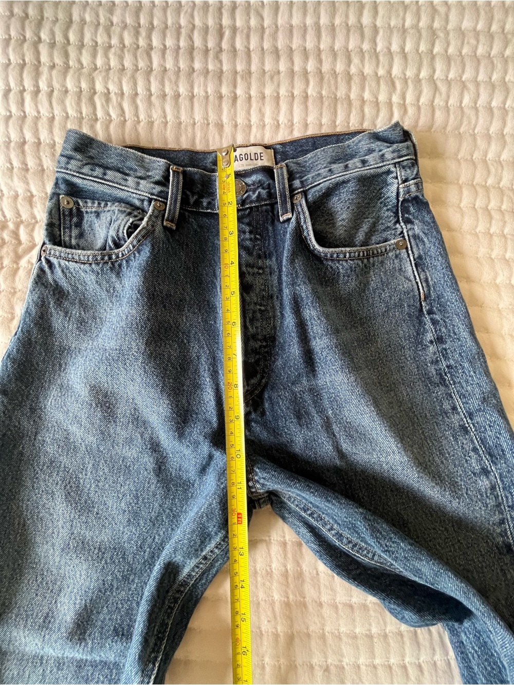 Agolde Women's 90s Pinch Waist Straight Leg Jeans in Dark Blue Denim 24 - Picture 7 of 8